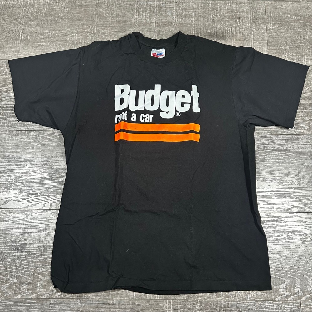 Budget‎ Rent A Car T Shirt Black Large Graphic Tee Vintage Retro